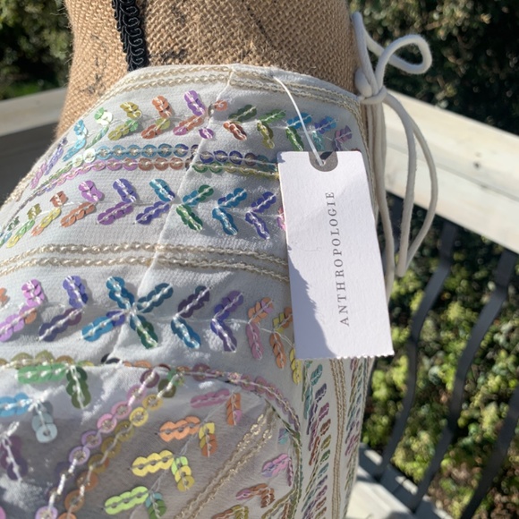 NWT Anthropologie Maxi dress Sequin Metallic boho beach wedding glam bridal M/L - Picture 13 of 16